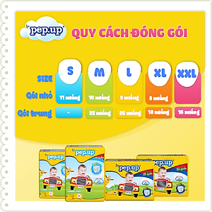 Combo 2 gói Tã/Bỉm Quần Em Bé Pep.up Extra Dry Siêu Mềm Mại, Siêu Khô Thoáng, Kháng Khuẩn Size XXL (16 Miếng/Gói)