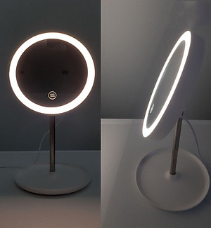 Gương Tròn Soi Trang Điểm Để Bàn Có Đèn Led Thông Minh Tích Điện Siêu Hot- Thiết Kế Hiện Đại- Hàng Chính Hãng MINIIN