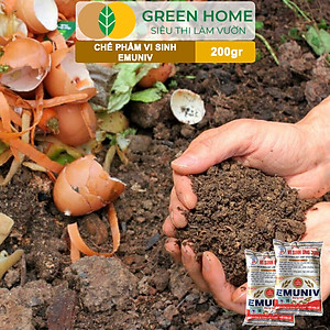 Chế Phẩm Vi Sinh EM Greenhome, Emuniv, Gói 200gr, Dùng Ủ Phân Bón Hữu Cơ, Xử Lý Rác Thải Gia Đình, Phân Huỷ Nhanh