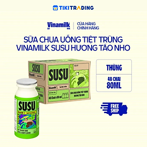 Thùng 48 Chai x 80ml Sữa Chua Uống Vinamilk Susu Hương Táo Nho