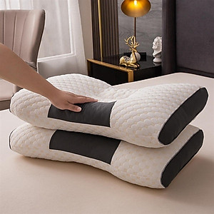 Gối Ngủ Chống Đau Cổ Vai Gáy Dệt Kim Lõi Bông Xơ Spa Chống Đau Mỏi Cổ Vai, Gối Cao Su Non Chống Ngáy Giảm Mệt Gối Cao Su Non Dành Cho Người Lớn Giúp Ngủ Ngon