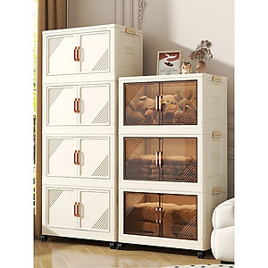 (Ngang 45-75cm) Tủ Nhựa Gấp Gọn Size Lớn, Tủ Đựng Quần Áo Đa Năng Lắp Ghép, Để Đồ Tiện Dụng, Nhựa PP, Có Bánh Xe
