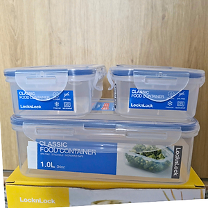 Bộ 3 Hộp Bảo Quản CLassic Lock&Lock 1 Hộp HPL817(1 lít), 2 Hộp HPL806 (350ml)