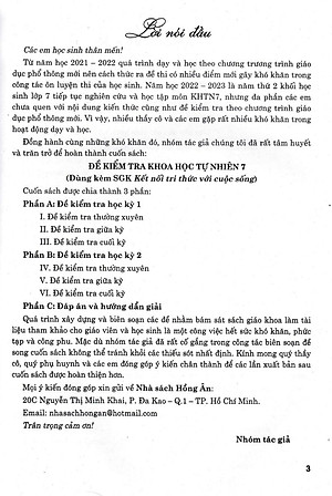 Đề Kiểm Tra Khoa Học Tự Nhiên 7 (Dùng Kèm SGK Kết Nối Tri Thức Với Cuộc Sống (HA)