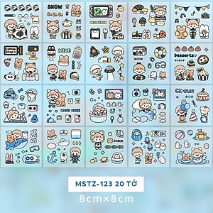 Bộ 20 Tờ Sticker Nhiều Hình Cô Gái Và Bé Thỏ - Telado MSTZ-12/2-6 (Mẫu Màu Giao Ngẫu Nhiên)