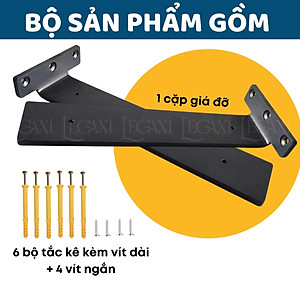 Bộ 2 giá đỡ kệ chữ T dày 5mm, pát sắt đỡ kệ gỗ, ke treo tủ tường, decor trang trí Legaxi