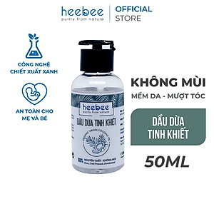 Dầu Dừa Nguyên Chất Ép Lạnh Heebee’s 100% Tự Nhiên, Không Mùi, Đa Năng, Dưỡng Ẩm Da & Tóc 50/150ml