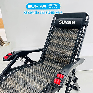 Ghế xếp thư giãn SUMIKA 636A, khung thép vuông sơn tĩnh điện, lưới mây đan nhân tạo, có lăn massage tay