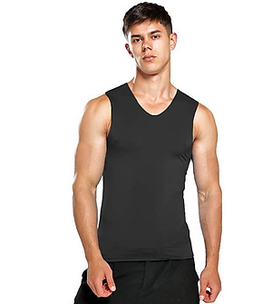 Áo lót nam áo ba lỗ body sát nách cổ chữ V vải lụa lạnh mát không đường may cao cấp