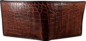 Ví Nam Da Cá Sấu Gai Bụng Huy Hoàng HT2202 (12.5 x 10 cm) - Nâu Đỏ