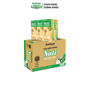 Thùng Sữa Đậu Nành NutiMilk Nguyên Chất 200ml (Hộp 200ml x 36) - Bổ Sung Dinh Dưỡng Từ Hạt Đậu Nành