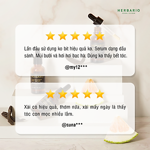 Serum mọc tóc tinh dầu vỏ bưởi & tinh dầu bồ kết herbario 30ml tinh chất kích thích mọc tóc nhanh, ngăn rụng tóc, hỗ trợ trị Rụng Tóc, làm tóc dài nhanh