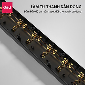 Ổ Cắm Điện Mẫu Mới 2025 Deli Ổ ĐIện Đa Năng Chống Cháy Nổ 2500W Cổng Sạc USB/ TypeC Thông Minh