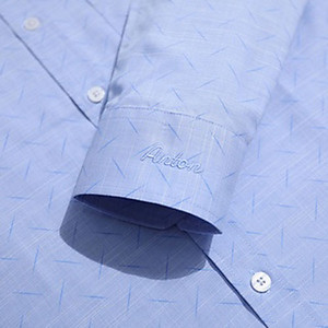 Áo sơ mi nam công sở trung niên dài tay thương hiệu Anton họa tiết chìm màu xanh dương - Y8561