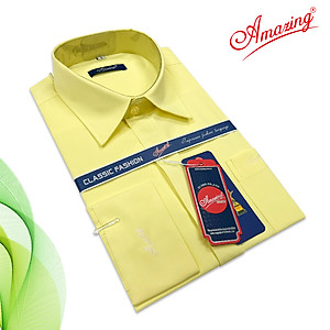 Áo sơ mi nam vạt bầu, tay dài trơn Amazing, form truyền thống, vải KT sợi tre, nhiều màu, size đại tới 110kg