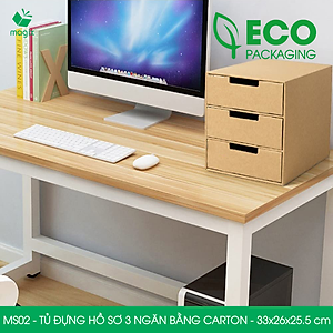 MS02 - 33x26x25.5 cm - Tủ đựng hồ sơ 3 ngăn bằng carton