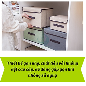 Bộ 2 Hộp vải đựng đồ có nắp tiện lợi- Thùng vải gấp gọn lưu trữ đa năng- Hộp vải đựng quần áo- Thùng chứa đồ gia đình bằng vải canvas- Hộp đựng đồ nội thất gọn gang- Hộp đựng đồ chơi/trang phục có tay cầm