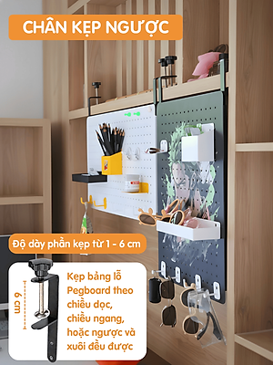Bảng lỗ Pegboard Dola Home cao cấp kẹp bàn tiết kiệm diện tích không khoan tường để bàn phím, tai nghe, đồ dùng làm việc