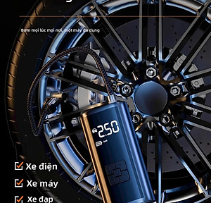 Máy Bơm Lốp Xe Máy Xe Đạp Không Dây Thế Hệ Mới 2025 150PSI LED Display Nhỏ Gọn Mạnh Mẽ Tự Động Ngắt Khi Đủ Hơi