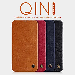 Bao da Leather cho iPhone 12 Pro Max (6.7 inch) hiệu Nillkin Qin (Chất liệu da cao cấp, có ngăn đựng thẻ, mặt da siêu mềm mịn) - Hàng chính hãng