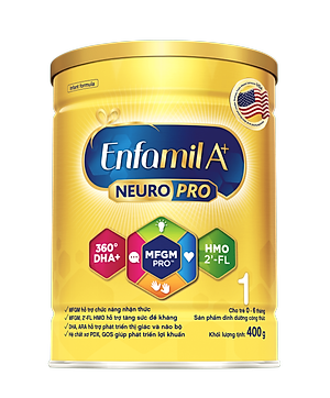 Sữa bột Enfamil A+ Neuropro 1 400g với DHA giúp phát triển não bộ cho trẻ từ 0-6 tháng tuổi