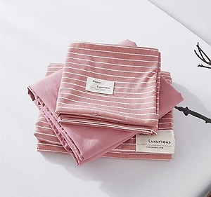 Bộ chăn ga gối cotton tici kẻ LIDACO cao cấp (Nhiều mẫu lựa chọn)