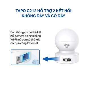 Camera Wifi TP-Link Tapo C212 Độ Phân Giải 2K QHD Quay/Quét 360 Độ Hỗ Trợ Cổng LAN - Hàng Chính Hãng