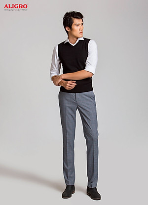 Áo len gile nam Aligro màu đen chất liệu len cotton sợi đanh, không bai xù ALENGL014