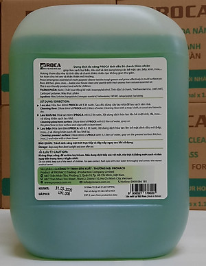 Dung dịch đa năng PROCA tinh dầu sả chanh thiên nhiên can 10 lít