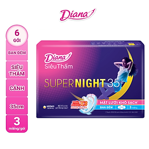 Combo 6 Băng Vệ Sinh Diana Super Night 35cm (Gói 3 Miếng)