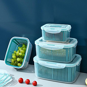 Bộ 5 Hộp Đựng Thực Phẩm Giỏ Có Nắp Đậy Khay Nhựa Kèm Rổ Ráo Nước Để Tủ Lạnh Bảo Quản Thức Ăn Tiện Dụng - hàng Loại 1 - Chính Hãng MINIIN