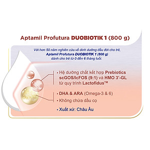 Sản phẩm dinh dưỡng công thức Aptamil Profutura Duobiotik 1 (Dành cho trẻ từ 0 - 6 tháng tuổi) - 800g