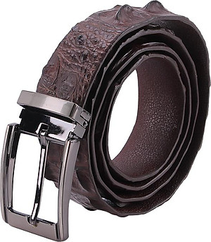 Thắt Lưng Nam Da Cá Sấu Gai Đuôi Đầu Kim Huy Hoàng HT4734 - Nâu Đất