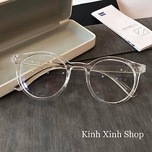 Kính Mắt Chống Ánh Sáng Xanh Mắt Tròn Trong Suốt