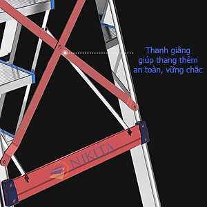 Thang ghế tay vịn gia đình xếp gọn, bậc thang to kèm tay vịn đảm bảo an toàn -Hàng chính hãng NIKITA