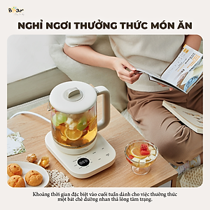 Bình Pha Trà BEAR 1,5L Ấm Thủy Tinh Đun Nước Giữ Nhiệt Hẹn Giờ Có Lưới Lọc Bảo Hành 18 Tháng - SB-PT15K 1000W