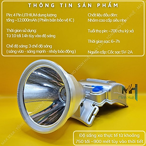 Đèn pin đội đầu siêu sáng XJ 9158 chiếu xa 1000m tích điện 12 giờ đổi 3 màu tặng kèm dây đeo đầu thay thế Đèn đội đầu