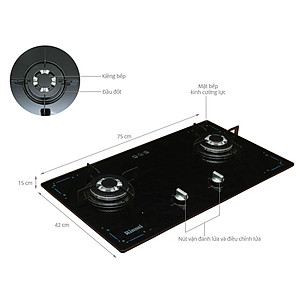 Bếp Gas Âm Rinnai RVB-212BG - Đen- Hãng chính hãng