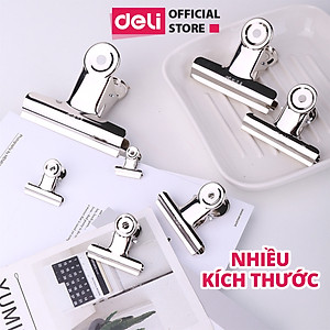Set 6 chiếc kẹp bướm, Kẹp kim loại đuôi tròn Deli, Kẹp giấy tài liệu văn phòng 19mm 29mm 38mm 51mm