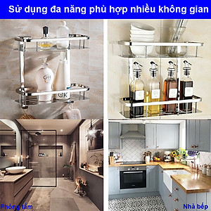 Kệ Nhà Tắm Để Đồ Gắn Tường Phẳng Thẳng Hay Để Góc Pimisi Inox 304 Hình Chữ Nhật Đựng Đồ Trong Phòng Tắm Sáng Bóng Dễ Vệ Sinh Hoặc Kệ Nhà Bếp 1 - 2 Tầng Thông Minh Gắn Tường Bằng Khoan Đinh Vít Chắc Chắn | Hàng Chính Hãng