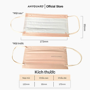 Hộp Khẩu Trang Y Tế ANYGUARD SENSE MAKE UP BASE Lọc 99% Vi Khuẩn, Màu Sắc Trendy, An Toàn Da Nhạy Cảm Dành Cho Người Lớn (Hộp 30 Chiếc Hồng Cam Đất)