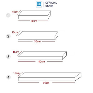 Set 4 Kệ Gỗ Treo Tường Thanh Ngang  Trang Trí Phòng Khách Góc Làm Việc SIB Decor KT001-2346