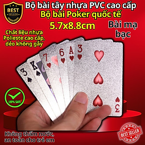 Bộ Bài PVC Mạ Vàng 24K Mạ Bạc Cao Cấp Chất Liệu Đàn Hồi, Bộ Bài Tây Poker Polieste Không Thấm Nước, Hàng Chính Hãng