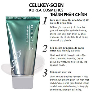Tẩy Da Chết Mặt Tế Bào Gốc Thực Vật Lành Tính Làm Sạch Sâu Dịu Nhẹ Dưỡng Ẩm Sáng Da Cho Da Dầu Mụn Nhạy Cảm Cellkey-Scien White Peeling Gel (80ml)