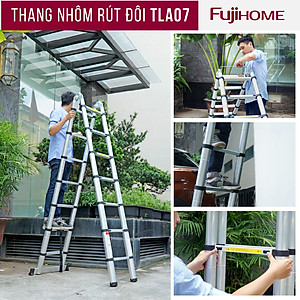Thang nhôm rút gọn chữ A FUJIHOME TLA07 ( Chiều cao chữ A 2,1m- Cao chữ I 4m- Rút gọn 0,9m - KHóa chốt an toàn, để chống trượt)  Hàng Chính hãng