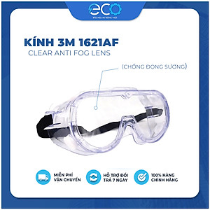 Kính bảo hộ lao động 3M cao cấp Mỹ 11621AF chống bụi, chống hóa chất, chống sương mờ, kính phun thuốc trừ sâu