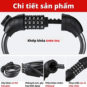 Khoá dây xe đạp 5 số cao cấp bền bỉ chất lượng cao cho xe đạp xe máy đa dụng chống trộm (Màu ngẫu nhiên)- HENRYSA