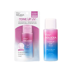 Sữa chống nắng nâng tông Skin Aqua Tone up Lavender cho da tối màu & da vàng Sunplay Skin Aqua Tone Up UV Milk Lavender SPF 50+ PA++++ 50g