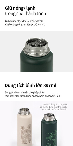 Bình giữ nhiệt Lock&Lock x Việt Nam phiên bản đặc biệt 897ml LHC4160 kèm cọ rửa và ống hút đầu Silicone - JoyMall