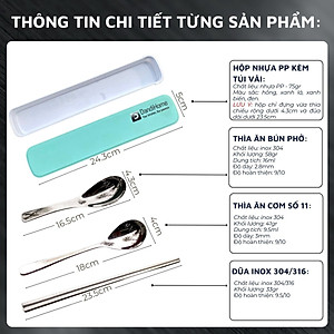 Bộ thìa (muỗng) đũa cơm trưa văn phòng inox 304 DandiHome cao cấp, tiện lợi, vệ sinh